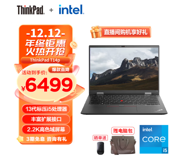 聯(lián)想/LENOVO  便攜式計算機(jī)   T14p 2023  14英寸便攜式筆記本電腦【i5-13500H】16GB  512GB 00CD
